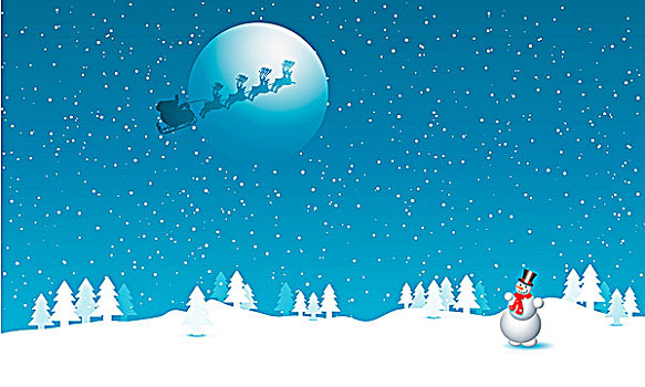 雪人,圣诞老人,空中
