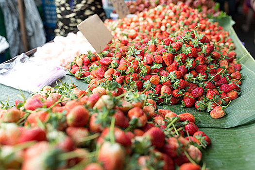 新鲜,草莓,湿,市场