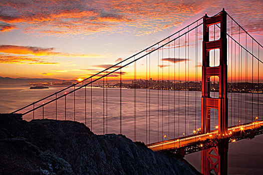 一瞬,日出,高处,旧金山,加利福尼亚,美国