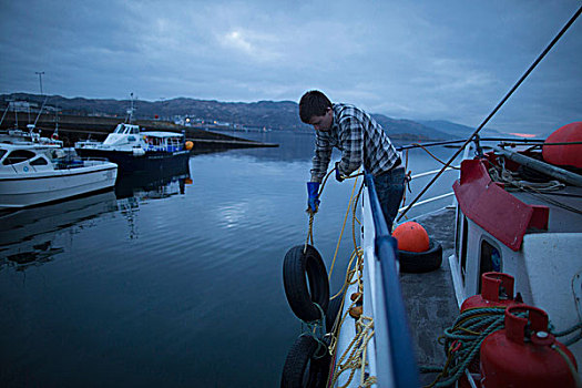 渔民,准备,拖船,斯凯岛,苏格兰