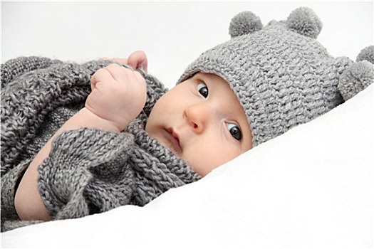 婴儿,灰色,帽子