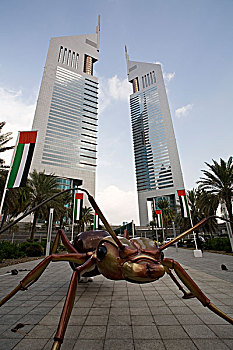 阿联酋,迪拜,大,蚂蚁,街头艺术,正面,阿联酋塔楼