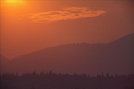 日落,山谷,不列颠哥伦比亚省,加拿大