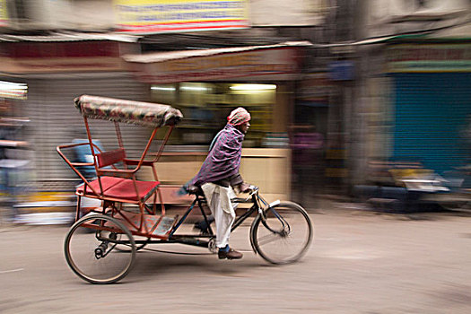 新德里,人力三轮车,人力车,速度,狭窄,街道,使用,只有