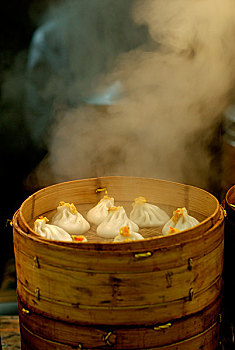 蒸汽,饺子,街道,中国