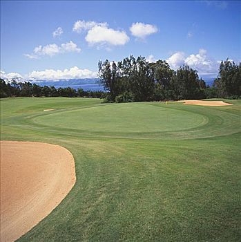 夏威夷,毛伊岛,卡帕鲁亚湾,高尔夫球场,乡村,场地,高尔夫球道,海洋