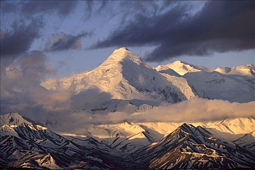 阿拉斯加山脉,雪,晨光,德纳利国家公园和自然保护区,阿拉斯加