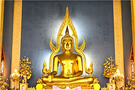 著名,金色,佛,图像,云石寺,大理石庙宇,曼谷,泰国