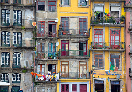 彩色,房子,银行,杜罗河,欧洲,河,波尔图,地区,葡萄牙