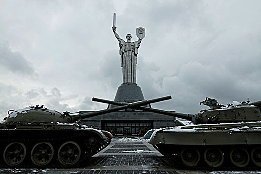 纪念建筑,两个,坦克,基辅