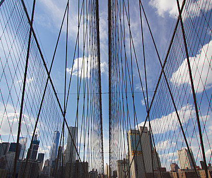 天际线,曼哈顿,风景,布鲁克林大桥,纽约,美国
