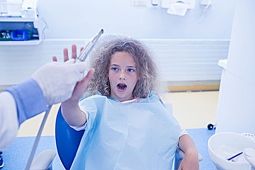 小女孩,停止,牙医,牙科诊所