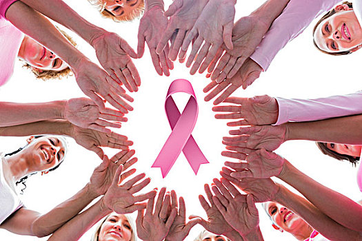 合成效果,图像,高兴,女人,圆,穿,粉色,乳腺癌,意识,带