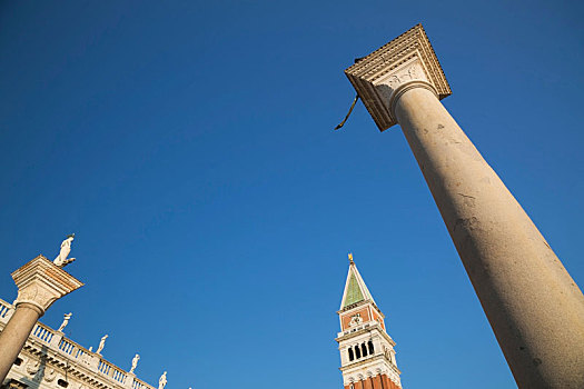 国家图书馆,柱子,钟楼,狮子,广场,威尼斯,威尼托,意大利