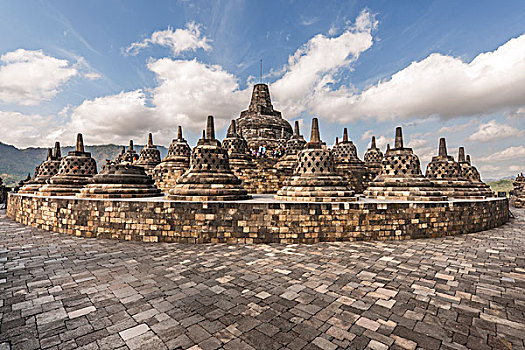 佛塔,婆罗浮屠,9世纪,佛教寺庙,靠近,日惹,中爪哇,印度尼西亚