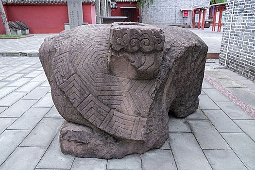 四川德阳广汉房湖公园广汉文庙孔庙龟形石雕塑文物
