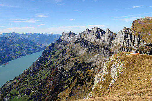 风景,山,湖,吐根堡,瑞士,欧洲