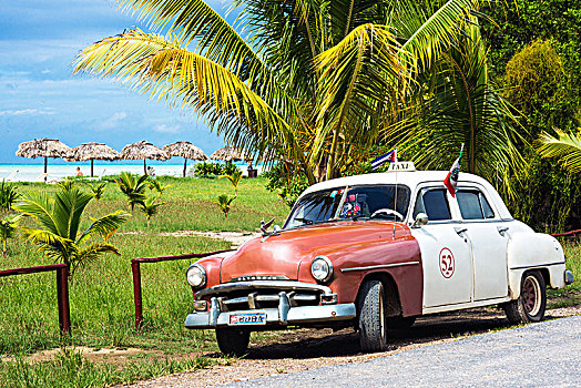 古巴,北海岸,老爷车,出租车,普利茅斯