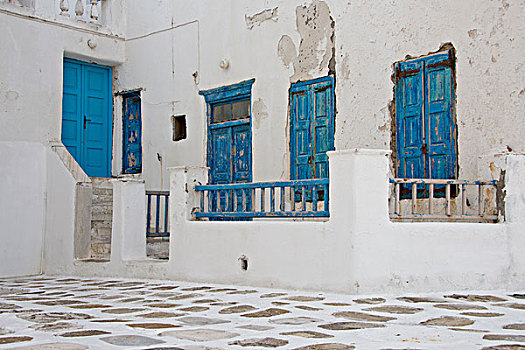 希腊,基克拉迪群岛,米克诺斯岛,特色,刷白,建筑,蓝色,大幅,尺寸