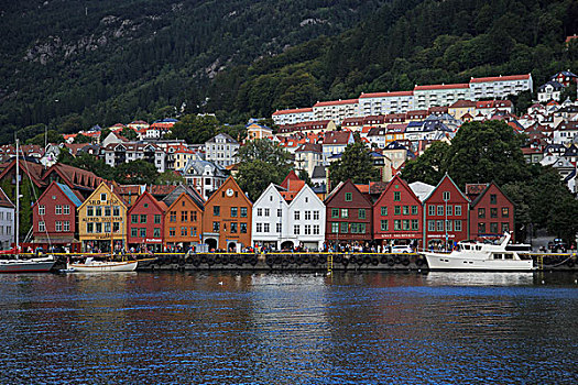 挪威卑尔根小镇风景