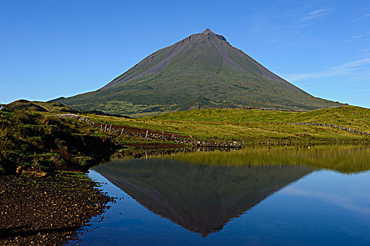 正面,火山,皮库岛,亚速尔群岛,葡萄牙