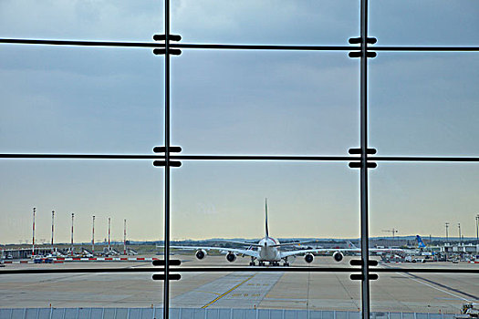 空中客车,a380,出租车,窗,戴高乐,国际机场,巴黎,法国