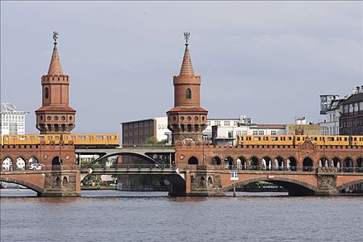 德国,柏林,桥,上方,施普雷河
