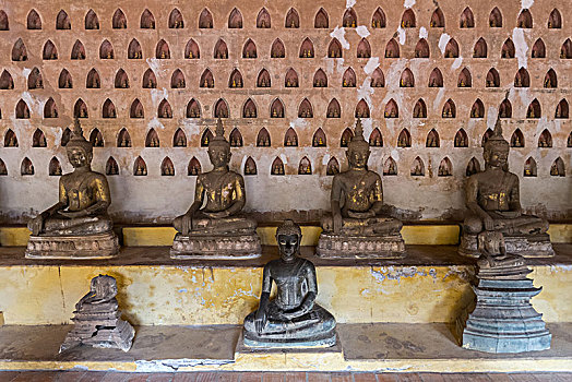 排,佛像,寺院,万象,老挝