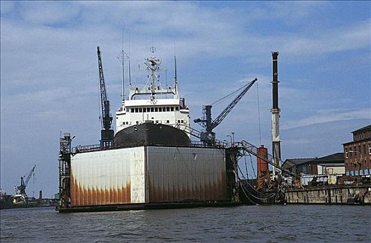 浮码头,造船厂,不来梅港,德国,欧洲