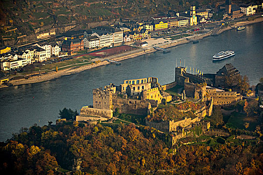 城堡,莱茵,莱茵河谷,世界遗产,圣古阿,莱茵兰普法尔茨州,德国,欧洲