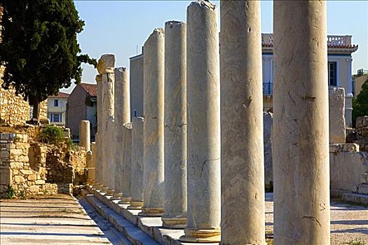 柱子,院落,罗马,阿哥拉,雅典,希腊