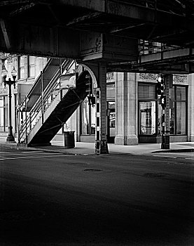 高架铁路,楼梯,芝加哥,伊利诺斯,美国,街道