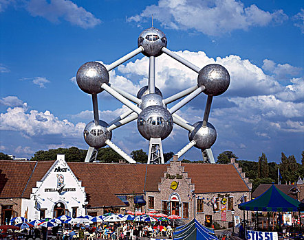 原子塔,模型,铁,分子,游乐园,布鲁塞尔,比利时