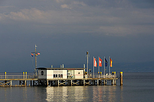 码头,康士坦茨湖,巴登符腾堡,德国,欧洲