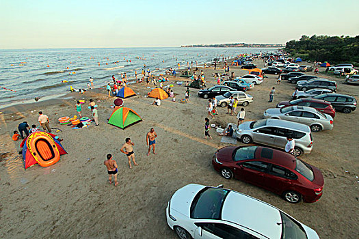 北戴河,沙滩,阳伞,夏日,浴场,游客,海边,海浪,海岸线