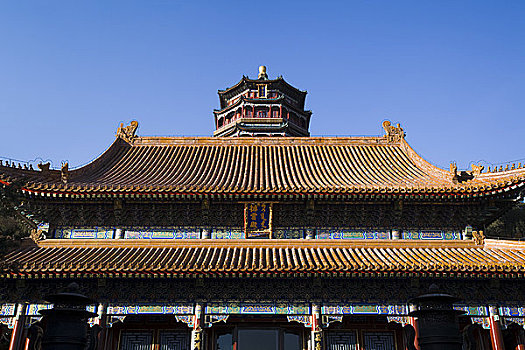 仰视,宫殿,万寿山,云,颐和园,北京,中国