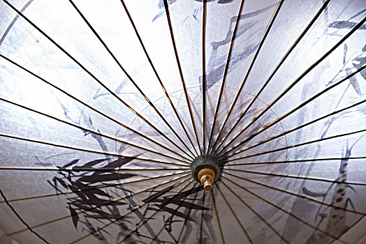 上海田子坊商家展示的极具中国传统文化的折扇和油纸伞