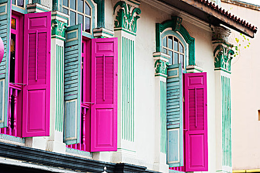 东南亚,新加坡,阿拉伯街景,百叶窗,殖民地,建筑