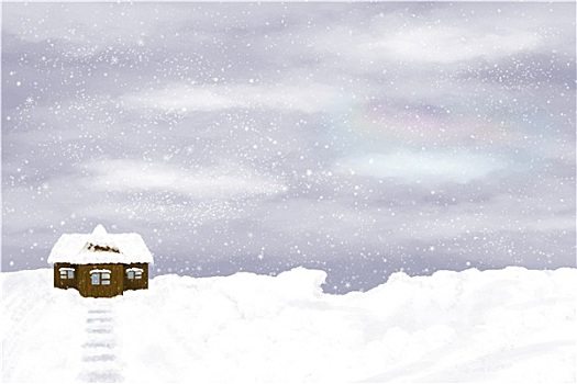 孤单,房子,冬天,天空,背景