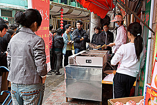炸鸡,摊贩,道路,上海,中国