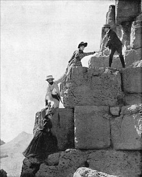 攀登,大金字塔,埃及,迟,19世纪,艺术家,未知