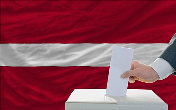 男人,投票,选举,拉脱维亚,正面,旗帜