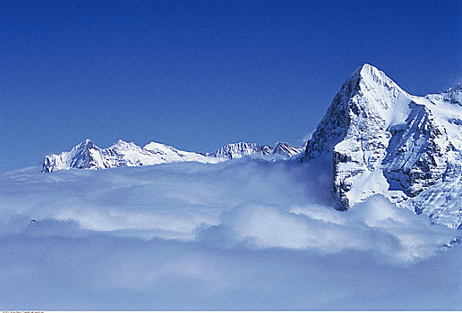 山,艾格尔峰,云,少女峰,瑞士
