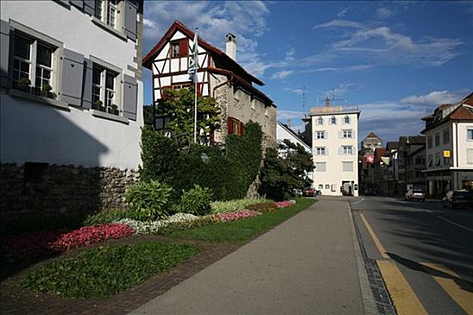 老,餐馆,木结构,房子,历史,老城,瑞士