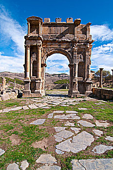 凯旋门,皇帝,罗马,遗址,杰米拉,世界遗产,阿尔及利亚,非洲