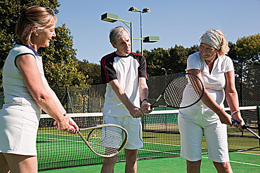 老人,成人,实践,网球场