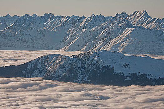 山脉,上方,云,奥地利,提洛尔,阿尔卑斯山
