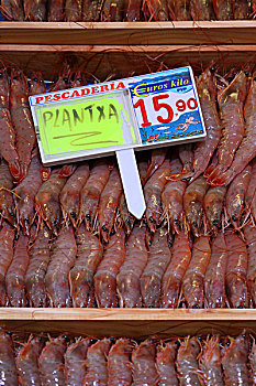 对虾,鱼市,毕尔巴鄂,巴斯克,西班牙