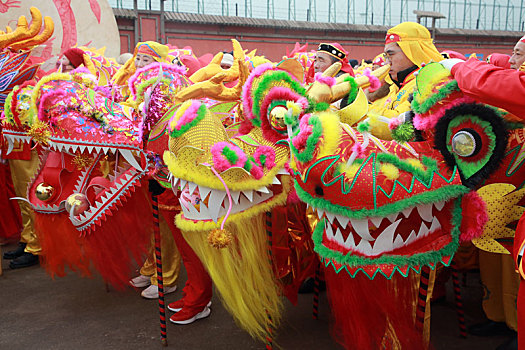 锣鼓喧天迎新春,舞龙舞狮贺新年