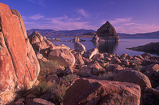 岩石,地形,湖,内华达,美国